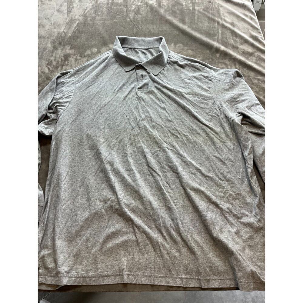 Roundtree & Yorke Menโs Poloโ 4XT Long Sleeve Gray Silky Finish Collection